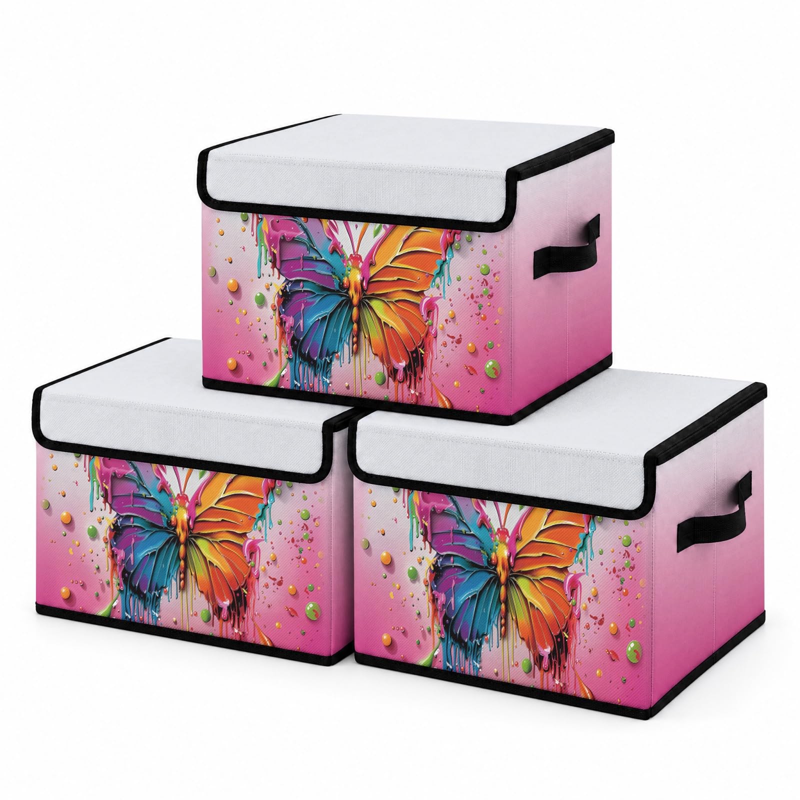 Stackable Clothes Storage Bins with Lids 3 Pack