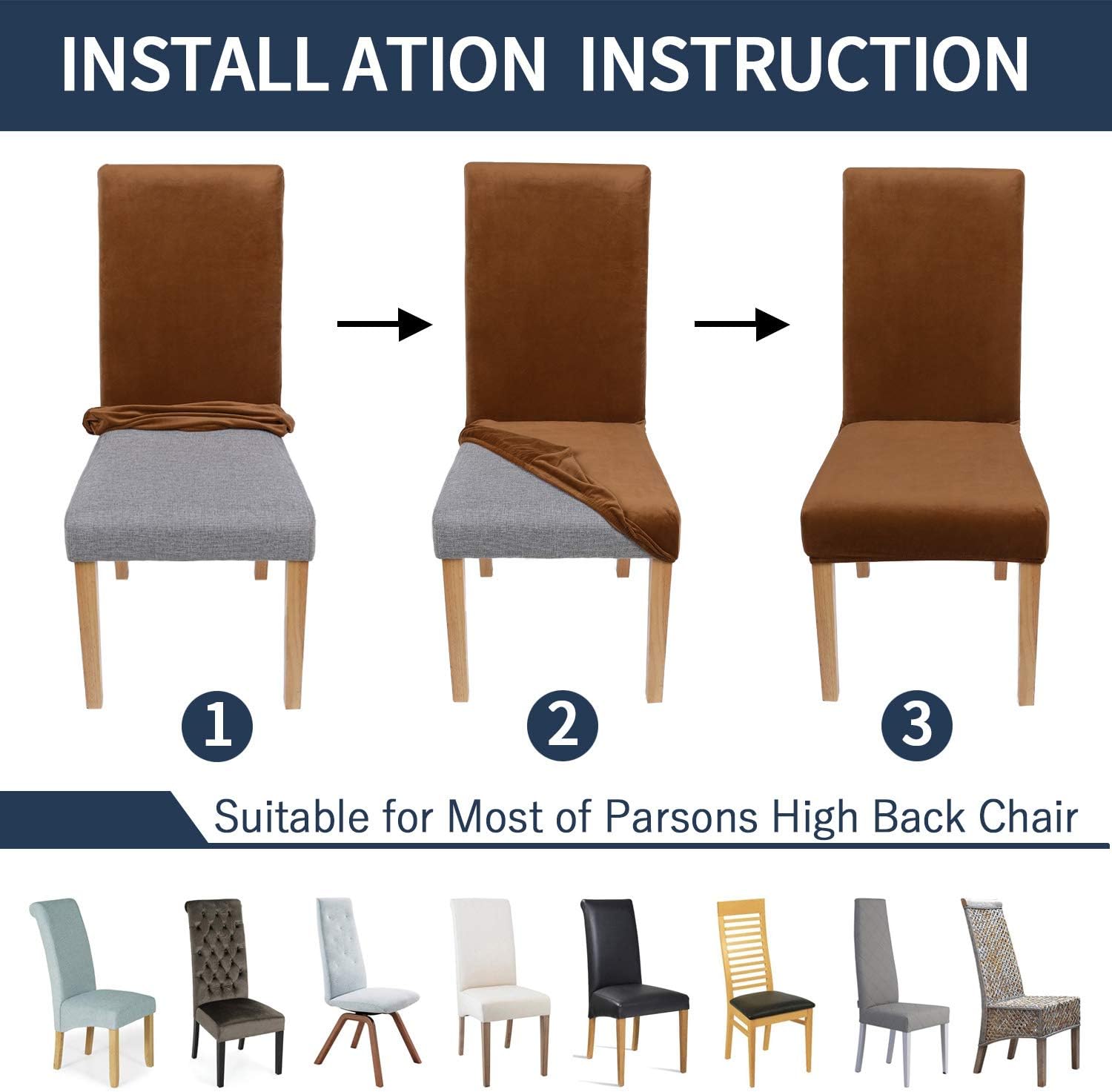 80% Off Discount Colorxy Large Velvet Spandex Chair Covers for Dining Room Set of 6, Soft Stretch Chair Protectors Slipcovers, Removable and Washable, Sliver Grey