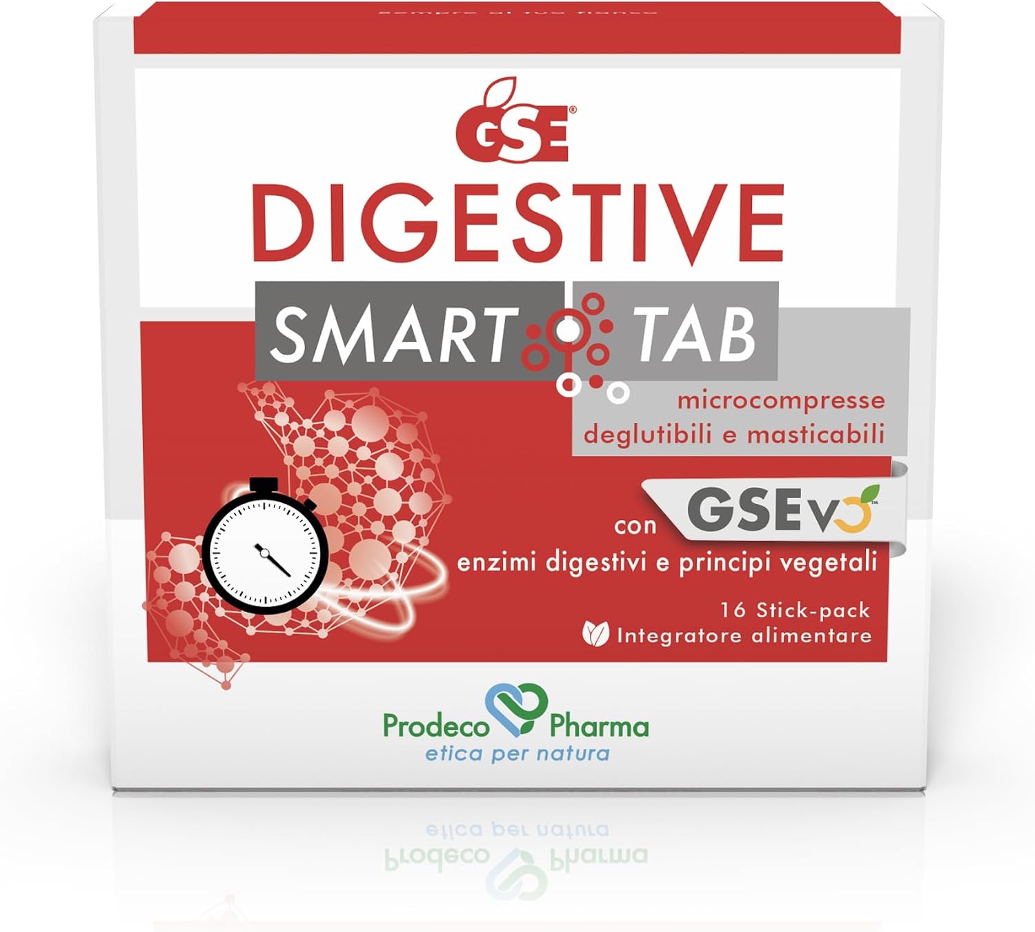 Prodeco Pharma GSE DIGESTIVE SMART TAB 16 Stick-pack - Integratore Alimentare con GSEvo, Enzimi Digestivi e Principi Vegetali