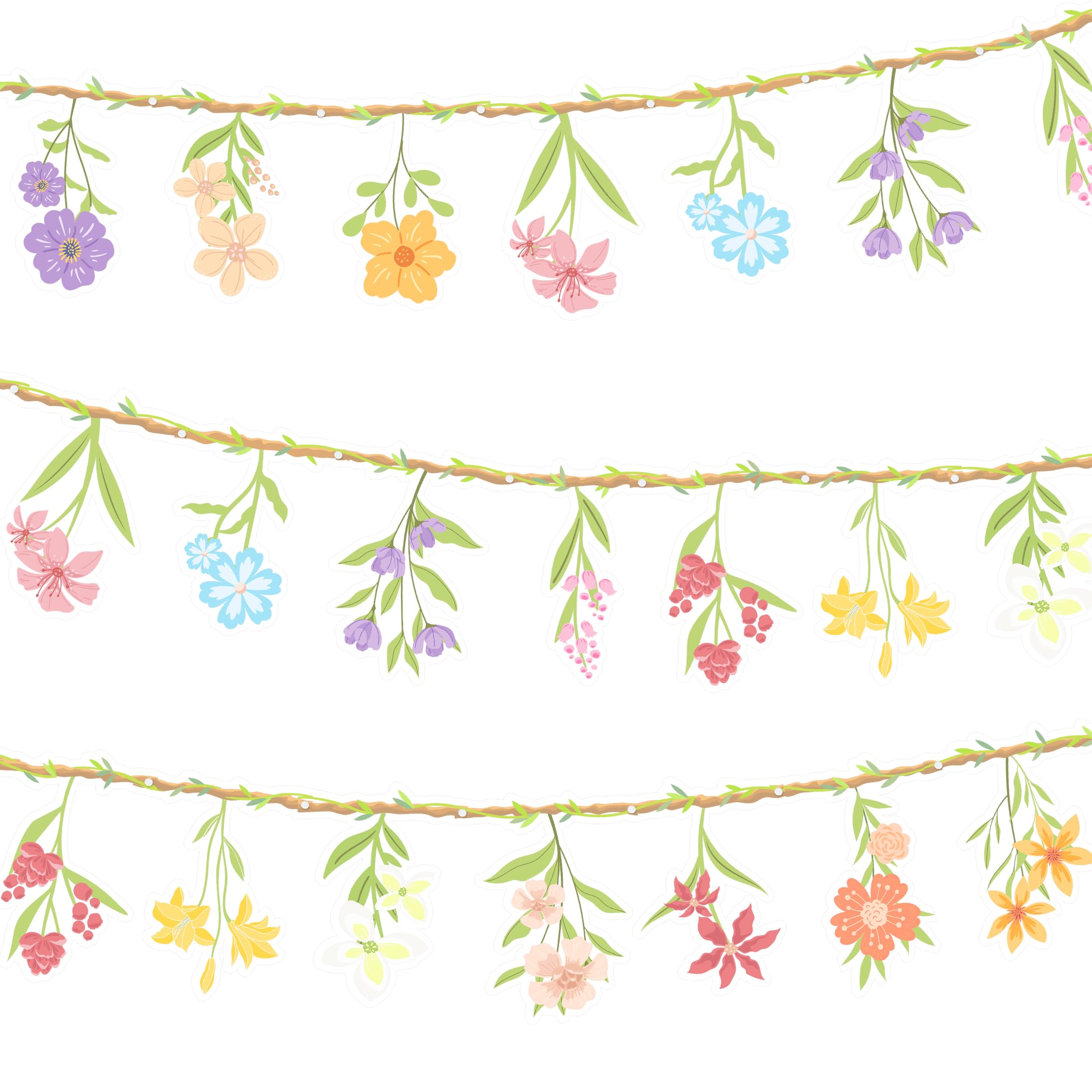Photo 1 of 2PCS Wildflower Garland Banner, Wildflower Party Decorations Floral Grland for Baby in Bloom Baby Shower Bridal Shower Spring Tea Party Wild One Birthday Easter Mother's Day Decorations