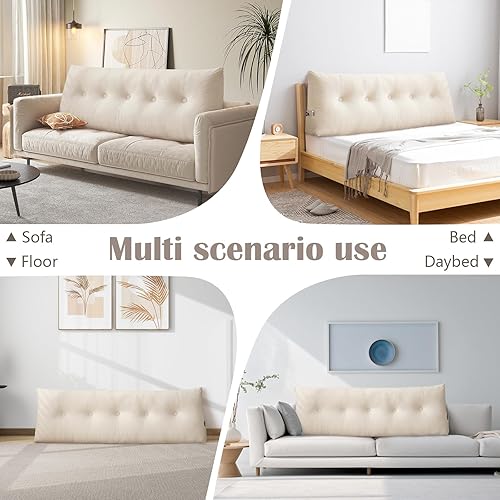 Miniatura 6 de Almohadas de cuña tamaño individual XL para dormitorio, cabecero gris claro, almohadas para sentarse en sofá cama y literas, cojín grande de apoyo