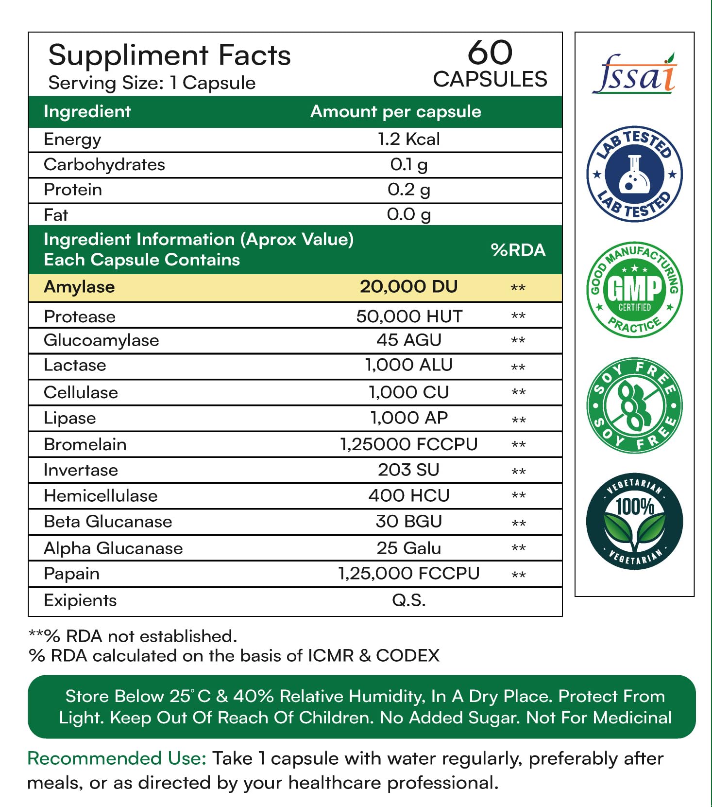 Adhyaveda Digestive Enzyme Capsules for Gut Health & Digestion Support | Papain, Bromelain, Amylase, Protease, Lactase & Cellulase Enzymes | Helps Relieve Bloating, Indigestion & Gas | Vegan, Non-GMO | 60 Capsules