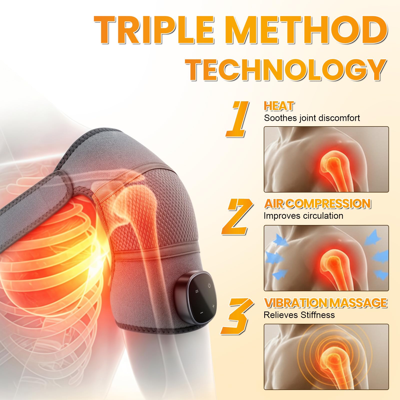 Schultermassagegerät, Mit 5 einstellbare Wärme & 3 Vibrationsmodi | Beheizte Schulterbandage Massagegerät Nacken Schulter Muttertagsgeschenk Vatertagsgeschenk für Zuhause Büro