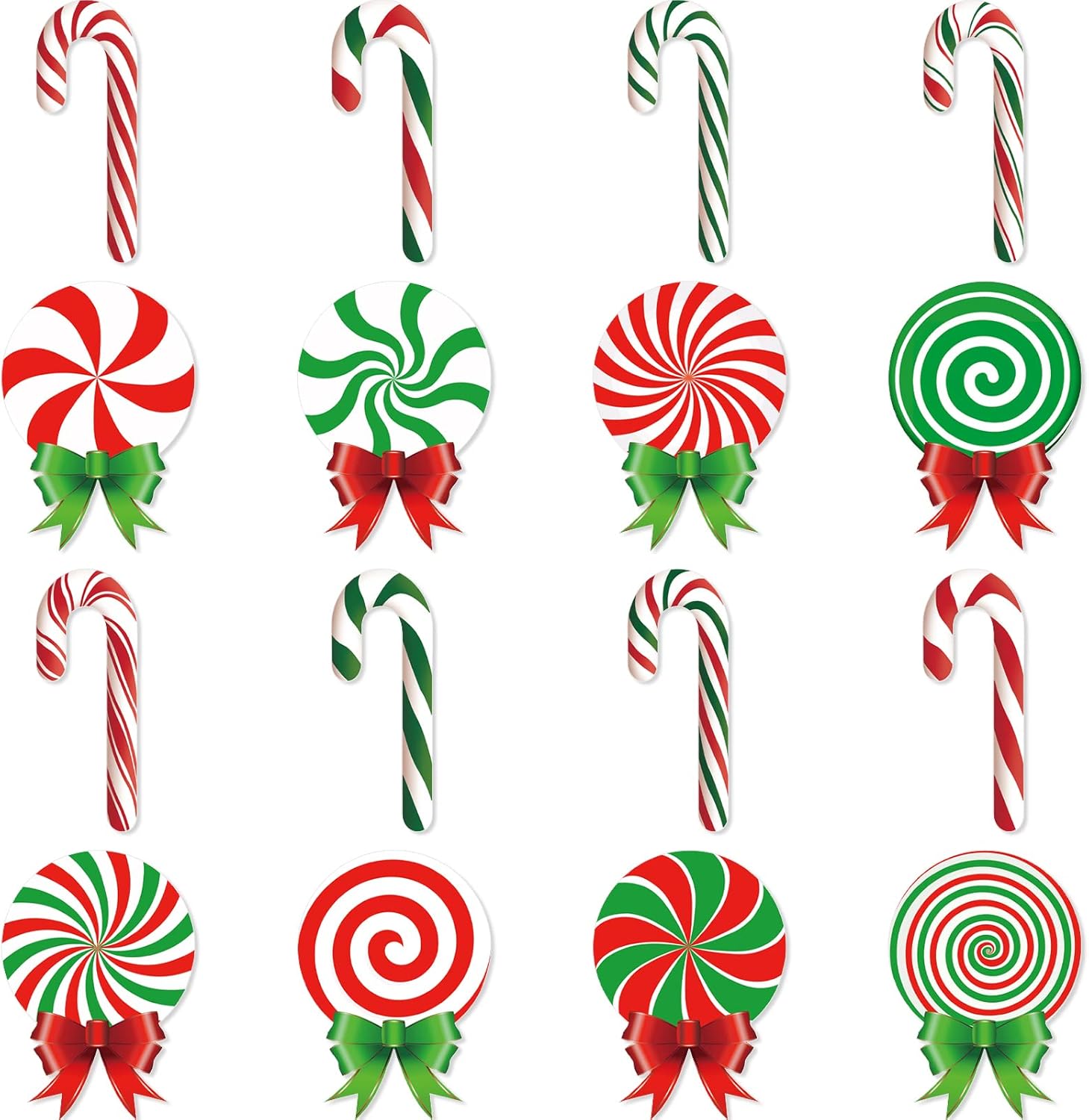 32 Pcs Christmas Candy Yard Signs With Stakes - Peppermint Outdoor Decorations for Pathway Walkway Lawn Decor - Xmas Candy Cane Holiday Outdoor Yard Stakes