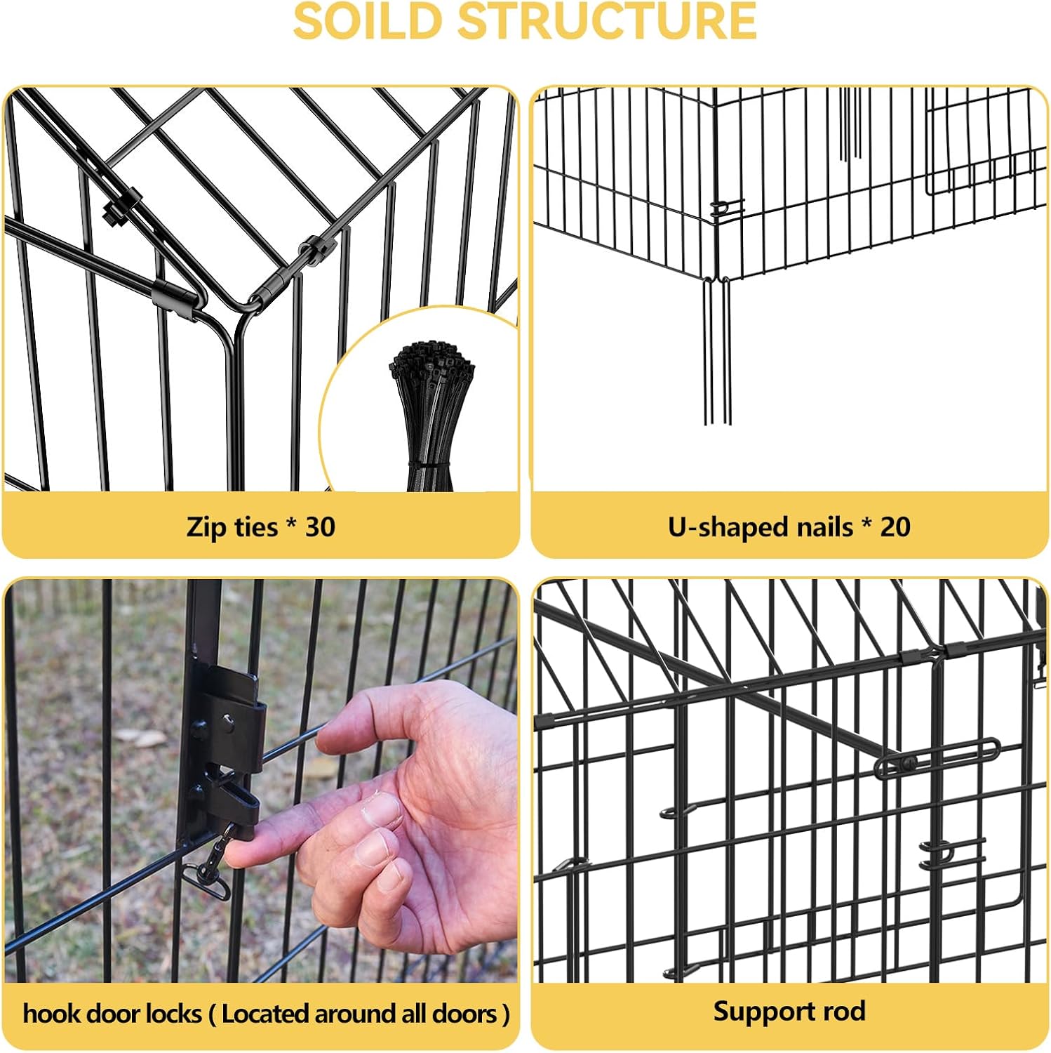 INJOPEXI Metal Chicken Coop 71.7"×30"×31" Chicken Runs for Yard with Cover Chicken Playpen Enclosure Chicken Pen Kennel Duck Coop Cage Hutch Fence for Outdoor Backyard Farm Rabbit Small Animal Poultry