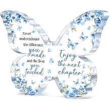 Farewell Gifts for Coworkers, 5x3.8x0.5 Inch Butterfly Acrylic Plaque Decor, New Job Goodbye Going Away Leaving Retirement Graduation New Job Promotion We Will Miss You - Blue