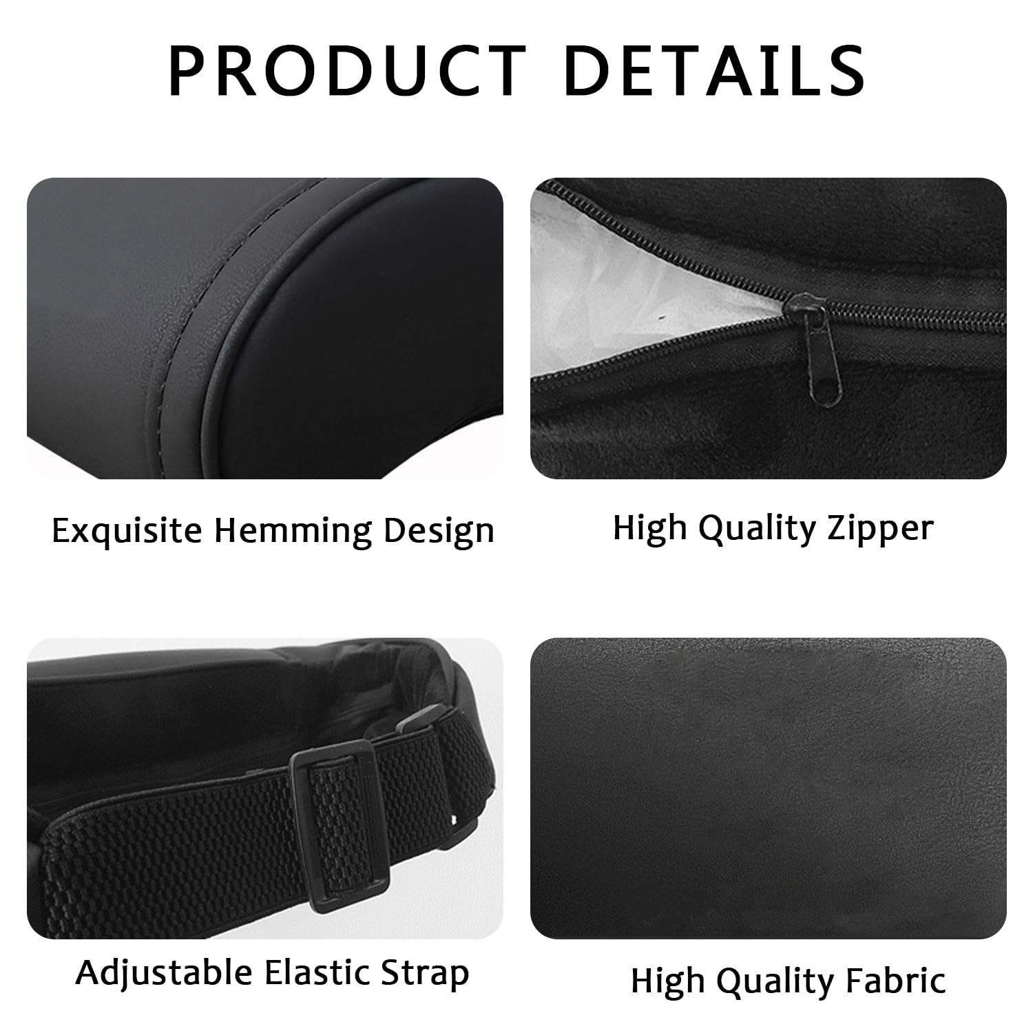 Lot de 2 Coussins d'appui-tête de siège pour Tesla Model Y, Model 3 Model X, Model S, Coussin de Soutien du Cou en Cuir Noir pour Tesla Model 3/Y/S/X