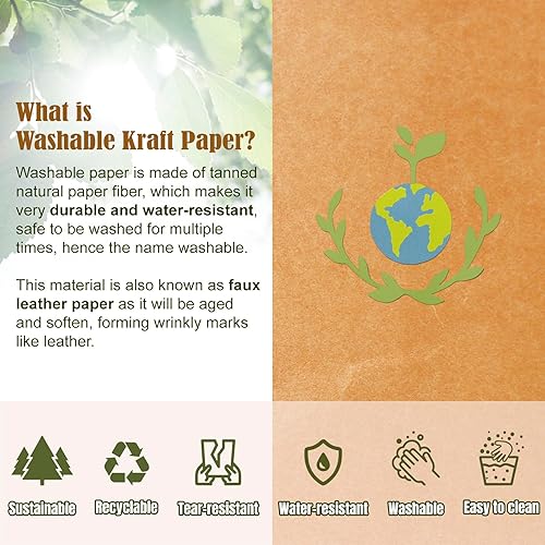 Miniatura 7 de Muka Bolso de asas lavable del papel de Kraft, bolsa de comestibles sostenible con las manijas