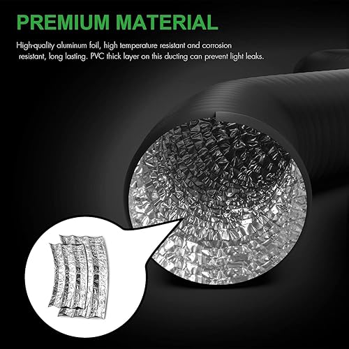 Vista 45 de iPower Manguera de ventilación flexible de 3 pulgadas y 8 pies de conducto de aluminio de 4 capas de protección para secadora para calefacción