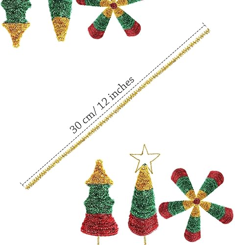Miniatura 3 de WILLBOND 400 limpiapipas navideños, tallos de felpilla con purpurina, tallos de felpilla para arte creativo, decoración de Navidad, 12 pulgadas,
