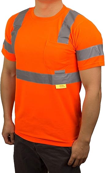 NY Hi-Viz Workwear Class 3 High Vis Reflective Short Sleeve ANSI Safety Shirt (Set of 5(2XL), Orange)