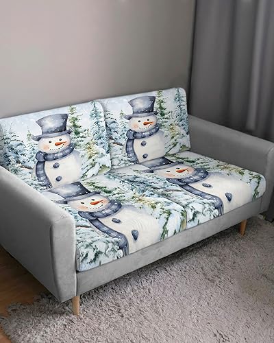 Miniatura 3 de Fundas de cojín para sofá, diseño de muñeco de nieve de Navidad, funda elástica para sofá con parte inferior elástica, diseño de árbol de Navidad