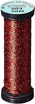 Kreinik Blending Filament 50m Metallic Thread for Sewing, 55-Yard, Red