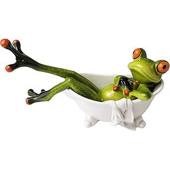 Yijiaoyun 5 3 Adorable Red Eyed Tree Frog Lying In The Bathtub Funny Decor Figurine For Home Desk Bathroom Decoration Amazon Co Uk Kitchen Home