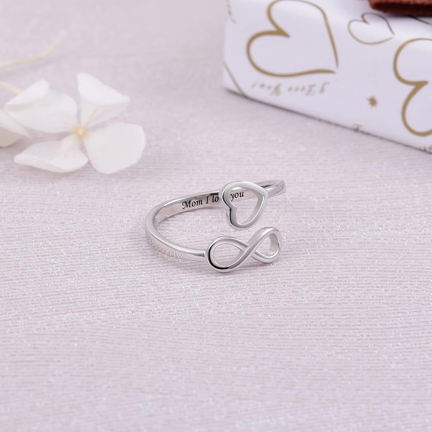 Jinlou 925 Sterling Silver Inspirational Jewelry Rings Adjustable Ring Personality Encouragement Gift for Teens Women