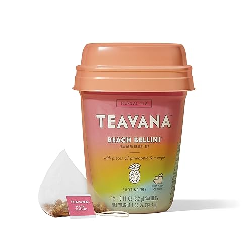 Teavana Beach Bellini té de hierbas con trozos de piña y mango 12 sobres paquete de 4