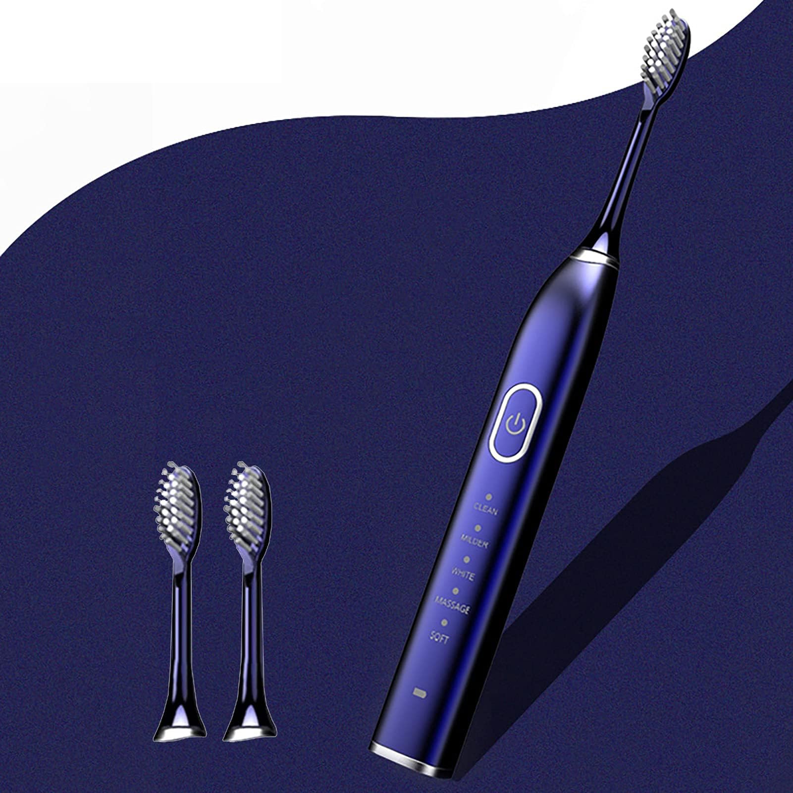 5 Modes Eletric Tooth Brush, 2 Minutes Smart Timer 30 Seconds Reminder, Smart Electric Toothbrush With 3 Brush Heads And 1 USB Charging, IPX7 Waterproof Automatic Toothbrush(Color:Blue)