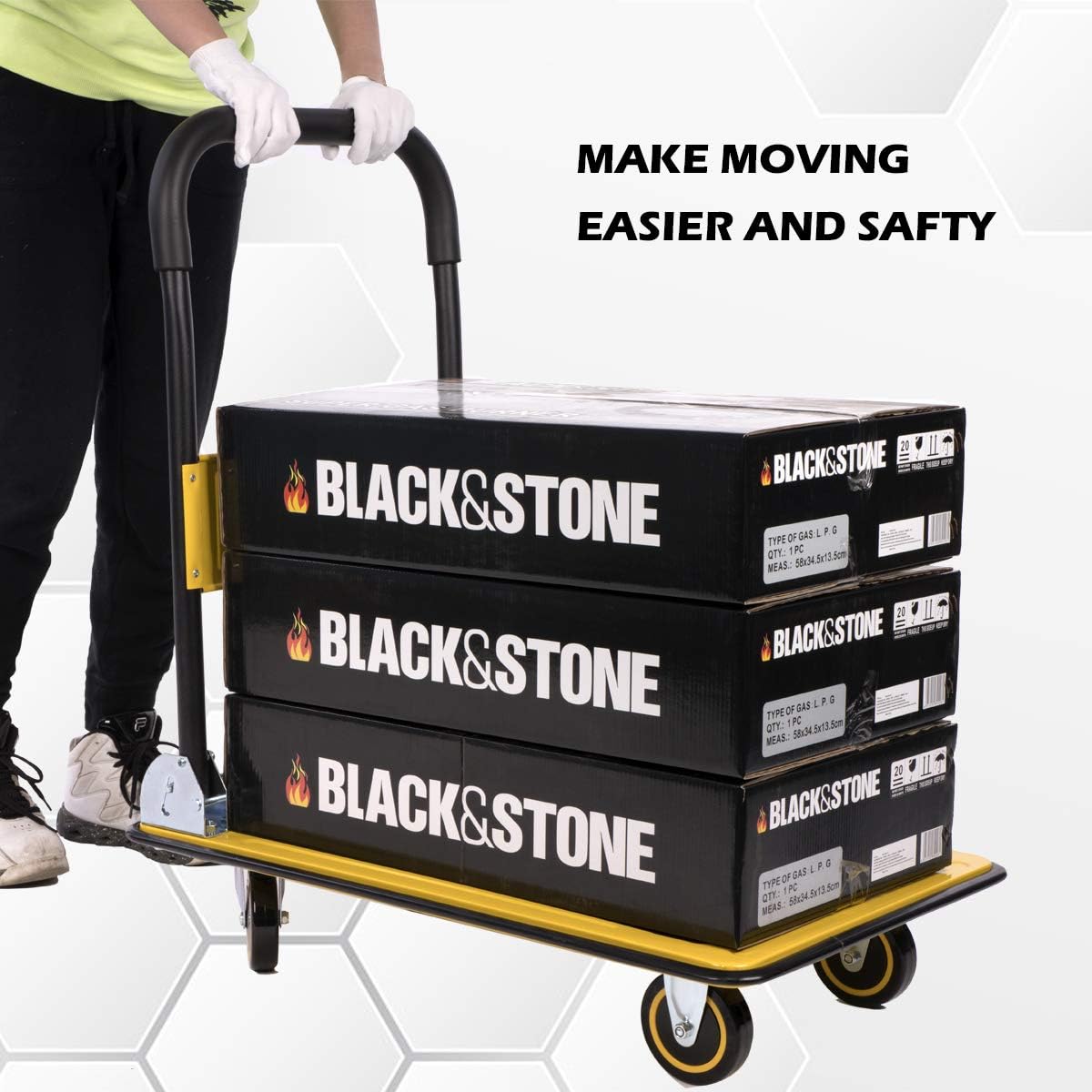 Uр Tо 40% оƒƒ Push Platform Truck Dolly AFT PRO USA Folding Rolling Flatbed Cart 330lb Weight Capacity | 360 Degree Swivel Wheels Foldable Handle | (Yellow, 330LB)