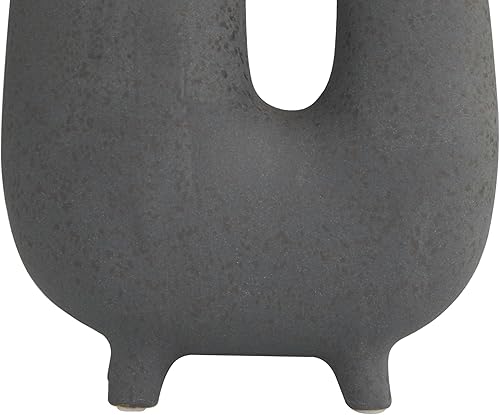 Miniatura 2 de Deco 79 Florero abstracto en forma de U de cerámica con patas pequeñas, 9 x 4 x 8 pulgadas, gris oscuro