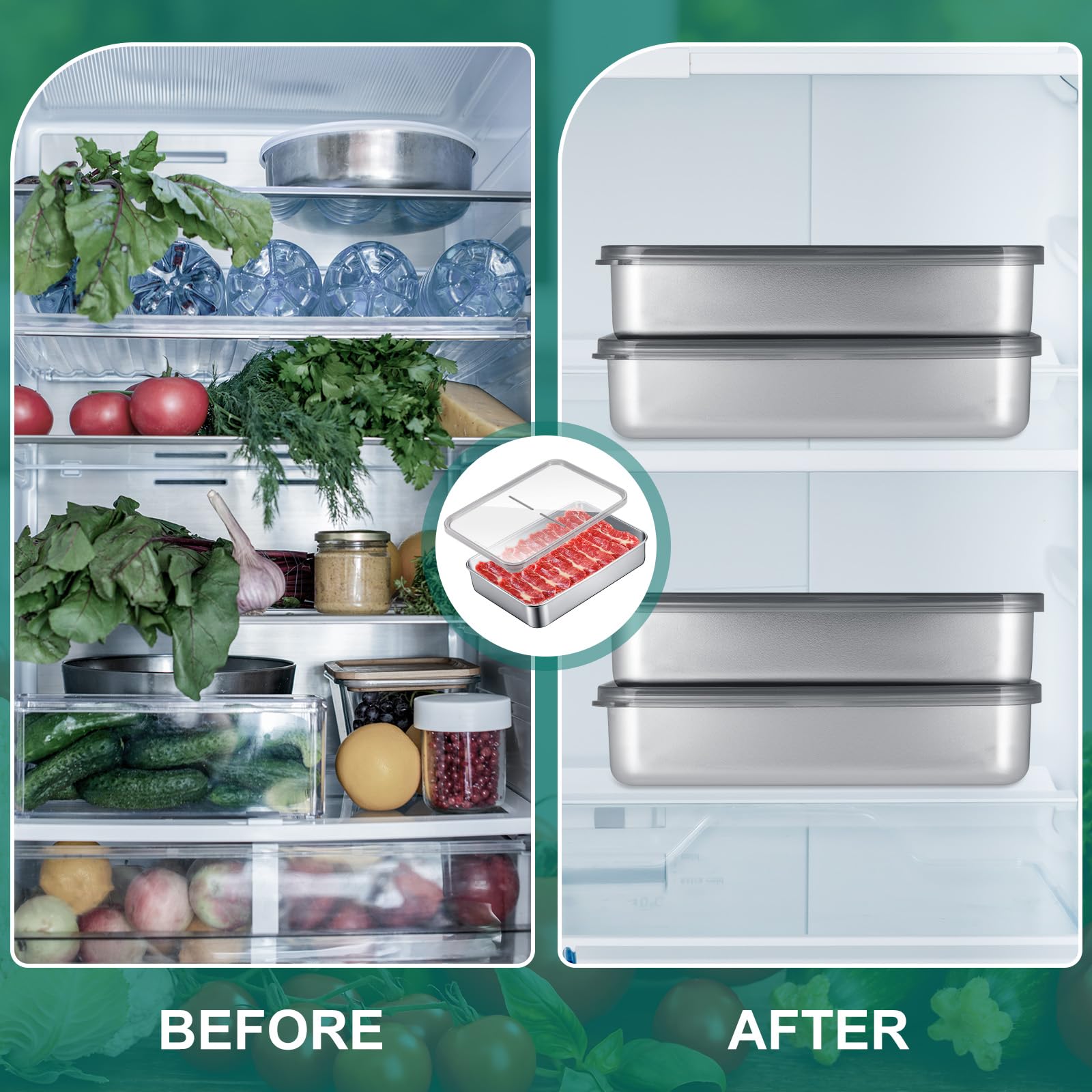 Set mit 4 Aufschnittbox Fresh, Edelstahl Lebensmittel Aufbewahrungsbox mit Sichtdeckel, Kühlschrank Gefrierschrank Organizer Für Käse, Aufschnitt, Fleisch - Spülmaschinenfest & Stapelbar