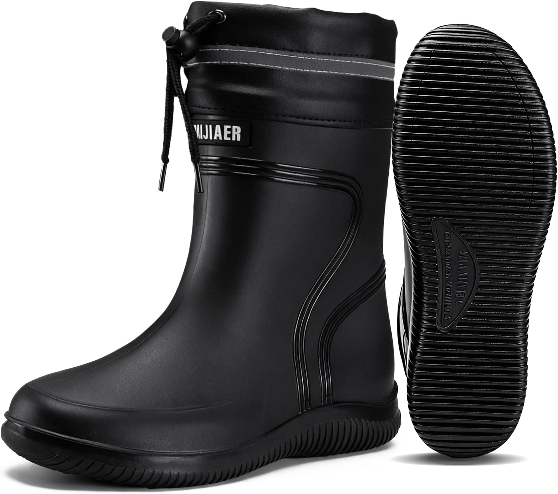 Rain Boots for Men Waterproof Mens Mid-Calf with PVC Rubber Boots Mens Mud Boots, Garden Boots Comfort Lightweight Gardening Fishing Shoes for Yard Farm Outdoor Work