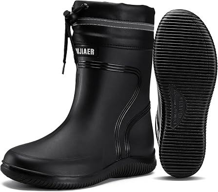 Rain Boots for Men Waterproof Mens Mid-Calf with PVC Rubber Boots Mens Mud Boots, Garden Boots Comfort Lightweight Gardening Fishing Shoes for Yard Farm Outdoor Work