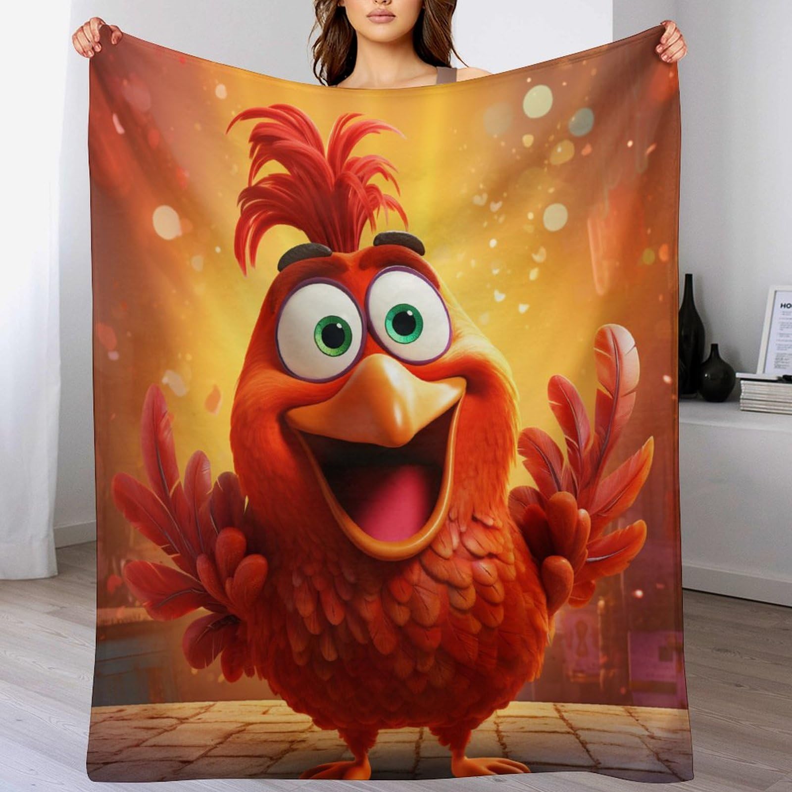 Plaid couverture polaire coq 150x200cm pour lit et canapé