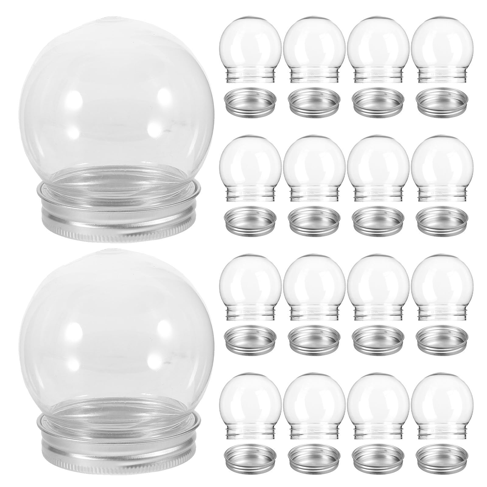 25pcs 3 "DIY Christmas Snow Globe Water Globe con 57mm Screw Off Cap | Kit di sfere d'acqua ricaricabili, barattolo vuoto in plastica trasparente per caramelle e caramelle per la casa, fai da te