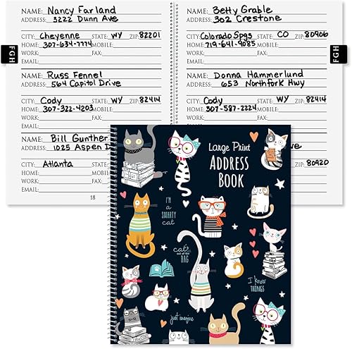 Miniatura 6 de Smarty Cats - Libreta de direcciones con impresión grande 56 páginas grande de 7 x 8-12 pulgadas encuadernado en espiral fácil lectura