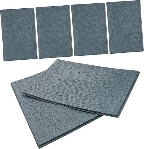 Miniatura 7 de Toyvian 30 hojas de mini tejado de decoración gris, azulejos de arcilla negra, materiales de base para miniaturas, azulejos de techo en miniatura,