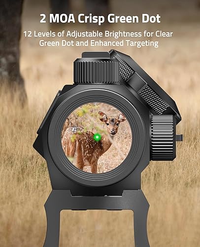 Miniatura 2 de CVLIFE MR04B - Mira compacta de punto verde, 2 MOA Motion Awake Red Dot Optics Reflex Sight, IPX7, alcance de punto rojo verde con montaje bajo y