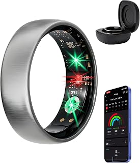 Smart Ring for Women Men - Gen 4 SR06 with 24-Hour Sleep Tracking | Heart Rate, HRV, 5GPS Sport Mode, No Subscription Fee, Custom Daily Tags, IP68 Waterproof for iPhone & Android,Silver,#8