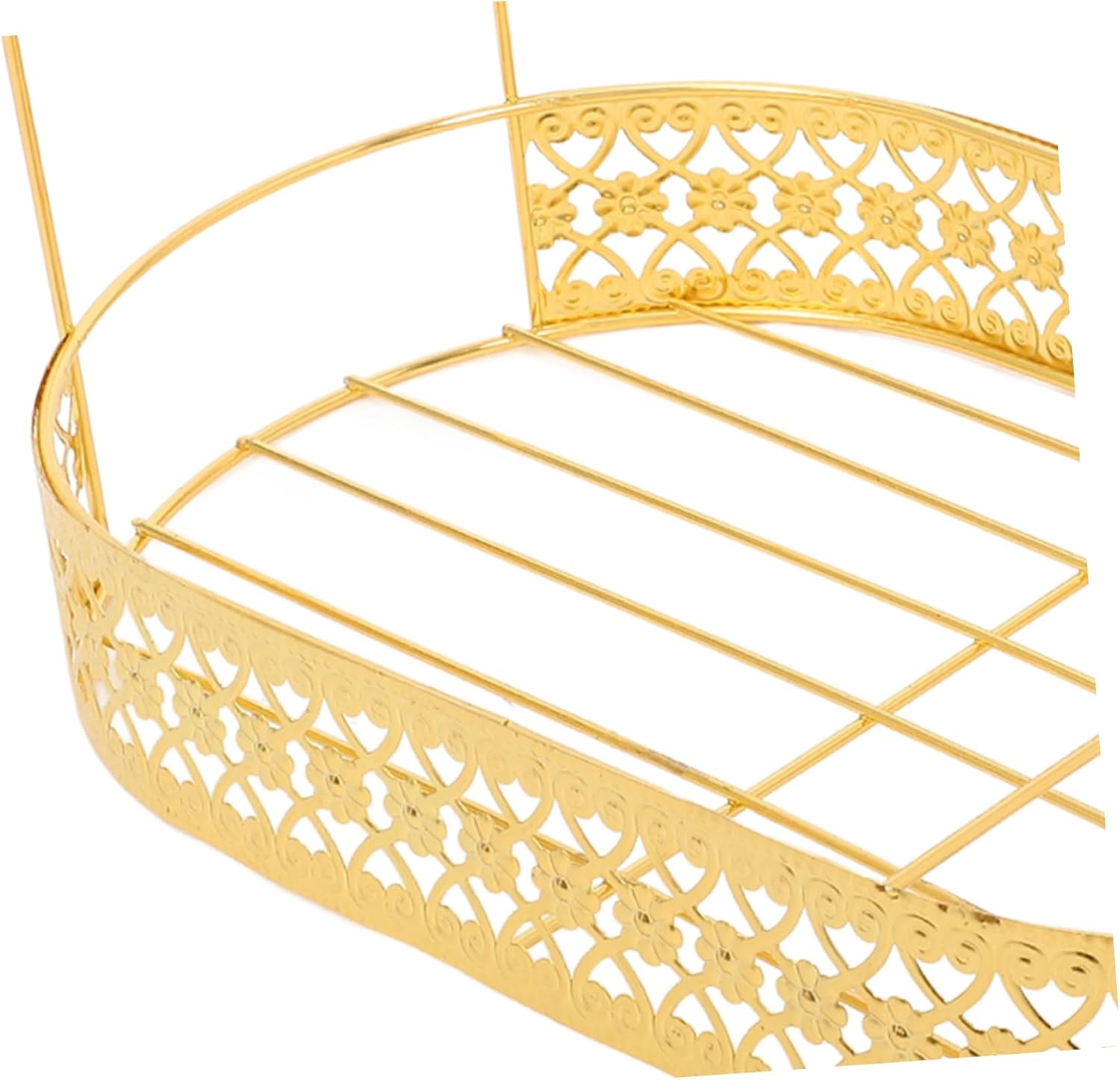 Cabilock Ceramic Cup Rack with Hooks and Wire Storage Basket Wrought Iron Plating Golden Finish Wall Mounted Cup Organizer for Coffee Mugs and Tea Cups Stylish Kitchen Storage