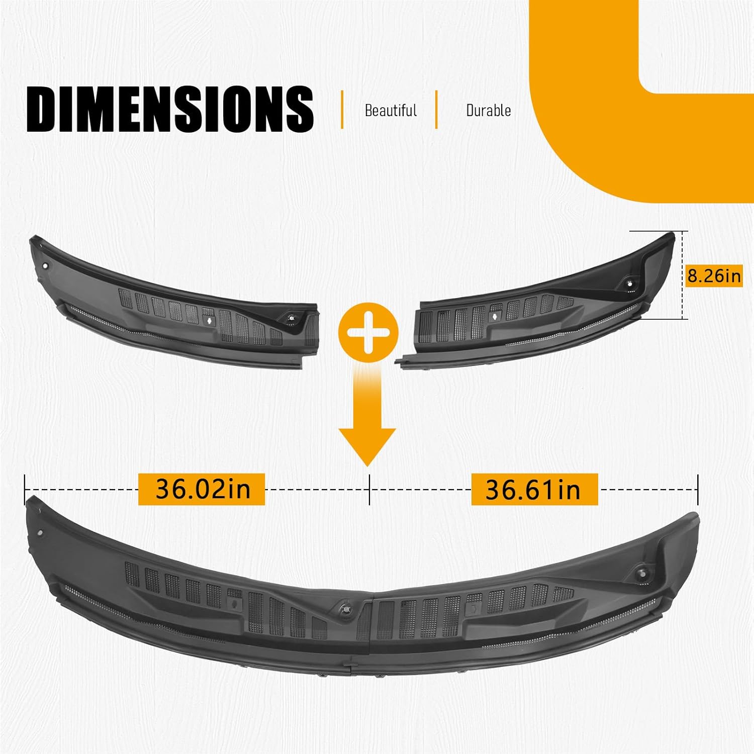 Windshield Wiper Cowl Panel Cover Grille Compatible with 2017-2022 Ford F250 F350 F450 F550 Super Duty Front Window Insert Panel Replacement for HC3Z-25022A68-AA HC3Z-25022A69-AC