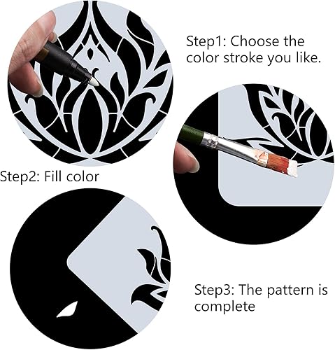 Miniatura 4 de GORGECRAFT Plantilla de flor de loto de 12 x 12 pulgadas, plantillas sagradas de mandala de yoga, plantillas de pintura de plástico reutilizables