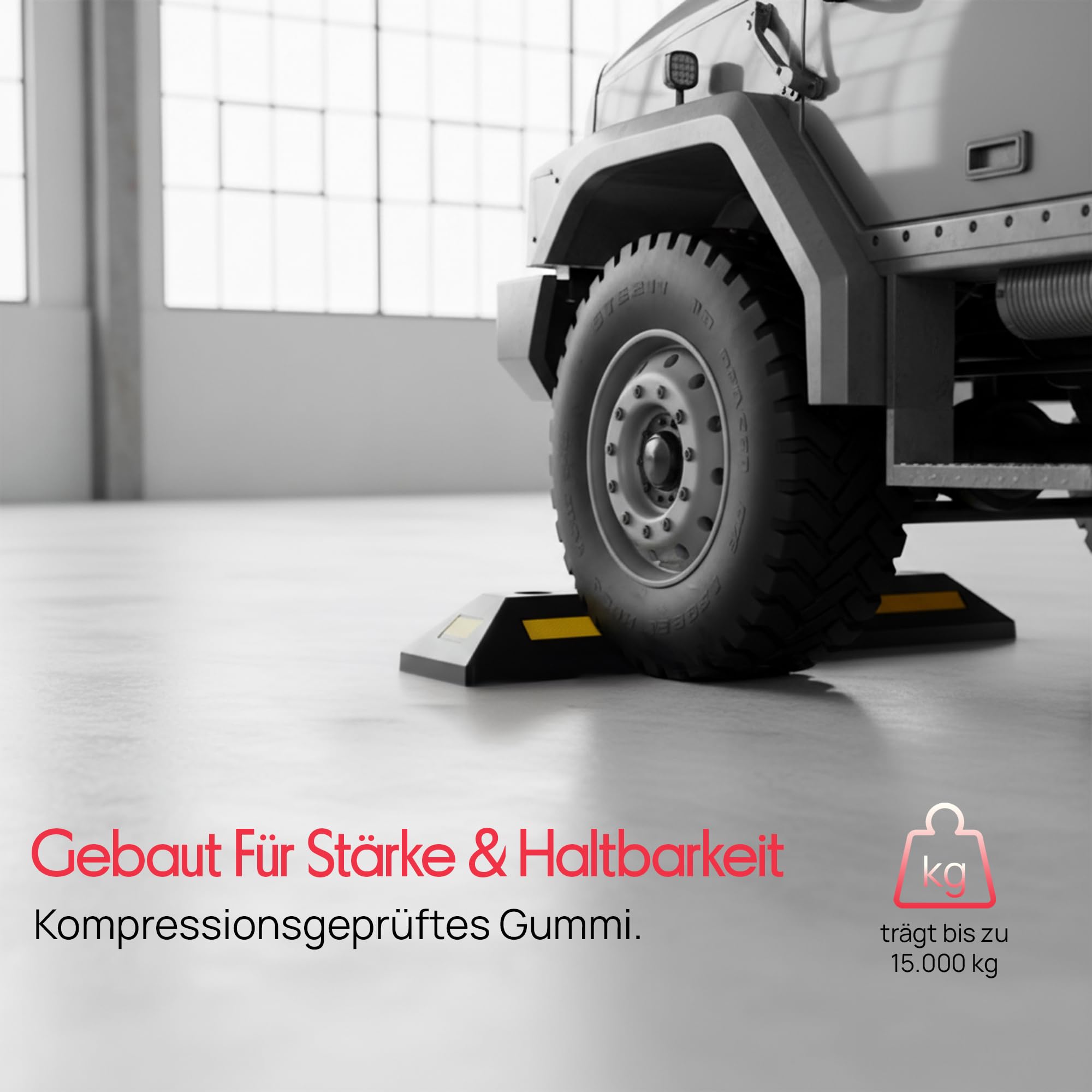 Pyle Parkplatzbegrenzung Anfahrtschutz Set – Garagenstopper für das Auto ohne zu Bohren oder mit Befestigungsmöglichkeit, Radstopper aus Hartgummi, Garagen Parkhilfe mit Reflektionsstreifen, 4er Pack