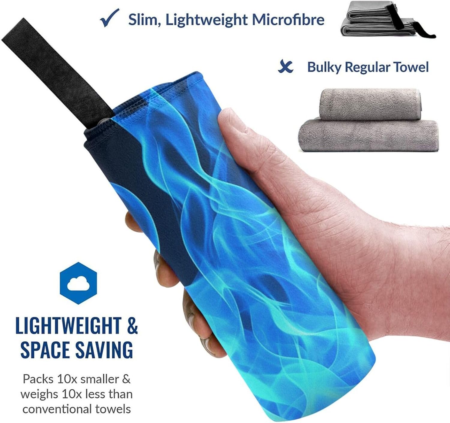 KHiry Microfiber Towel Beach Towels Blue Flame Quick Dry Towel Soft Lightweight Travel Towels Absorbent Large Easy Pack Travel Things Beach Blanket for Gym Sports Swimming