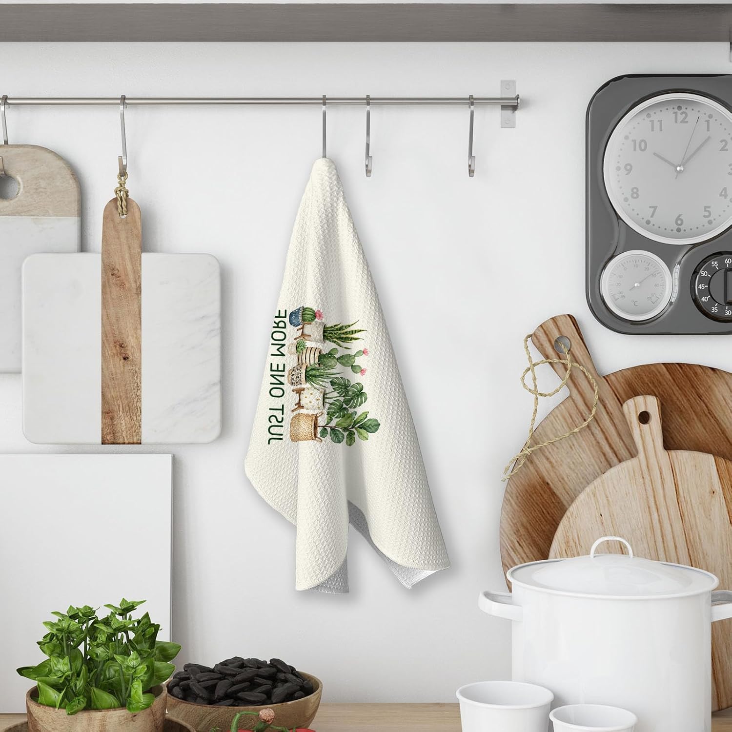 Plant Lover Gifts Kitchen Towels Set of 2, Gardening Gardeners Gifts for Women Men, Just One More Green Plant Botanical Hand Towels of Kitchen Bathroom Dish Cloths & Dish Towels