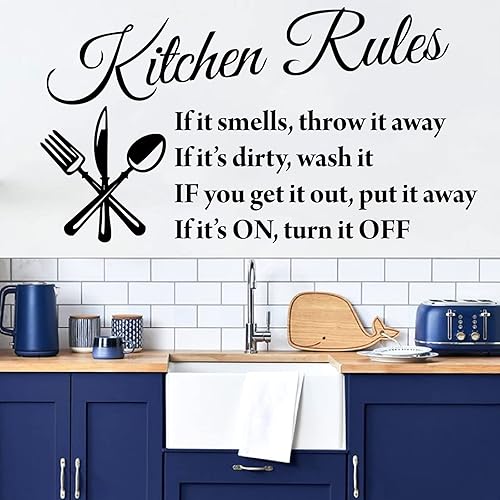 Calcomanías de pared de reglas de cocina, calcomanías de pared para comedor, citas de pared, calcomanías de vinilo removibles para cocina, comedor,