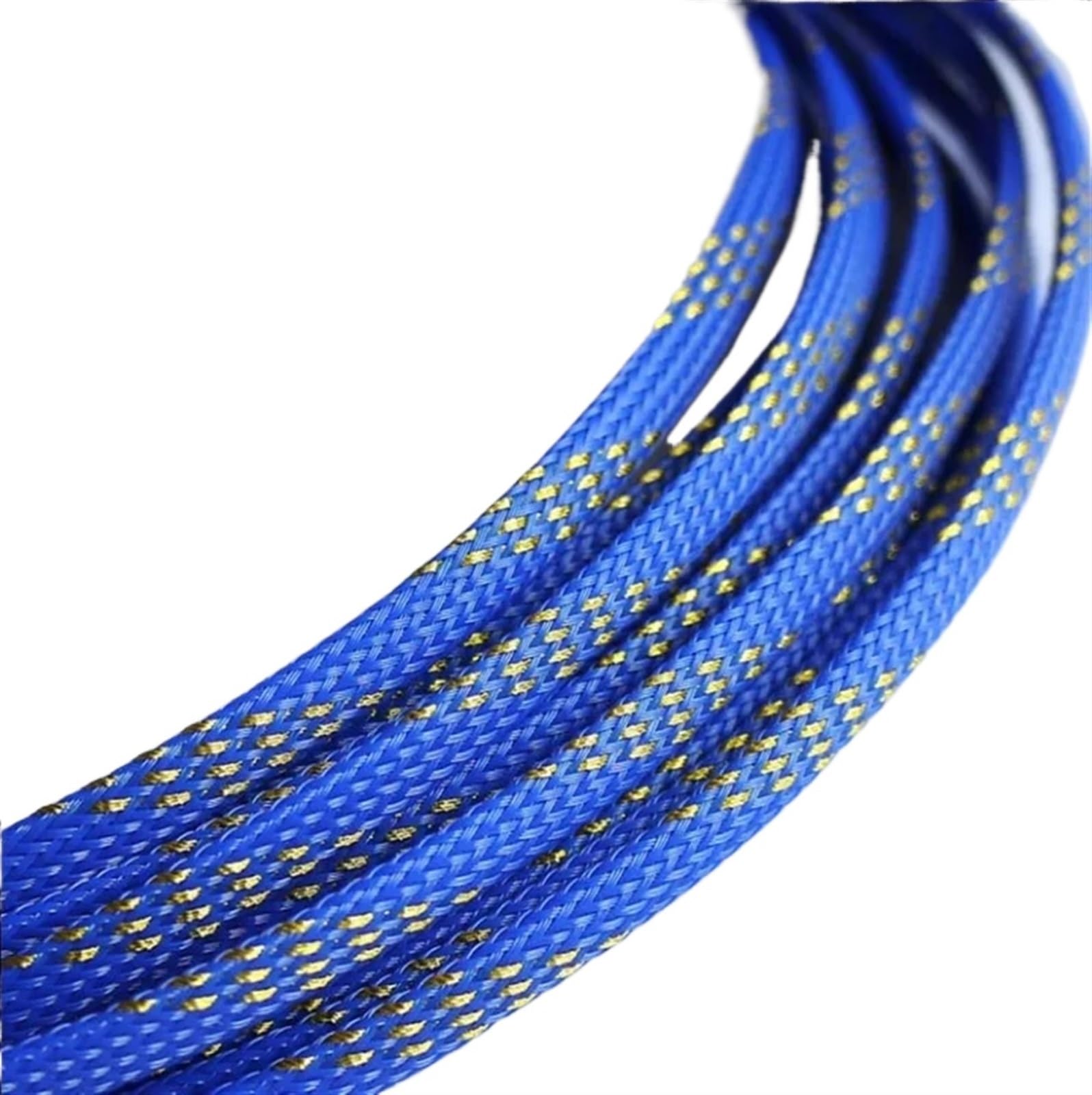 Guaina Cavi 3.0MM 4MM 6MM 8MM 10MM 12MM 16MM Maniche piatte intrecciate espandibili for cavi in ​​pelle di serpente(Blue Golden,16MM,20 Meters)