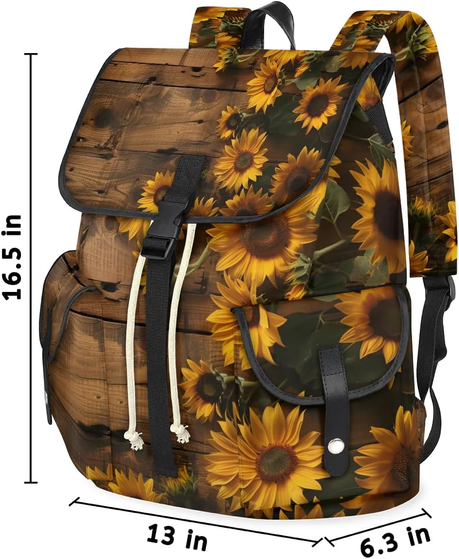 Sunflowers Farmhouse Waterproof Laptop Backpack for Men Women Vintage Style Backpack Large Storage Carry on Backpack for Travel & Work Fits 15-inch Notebook