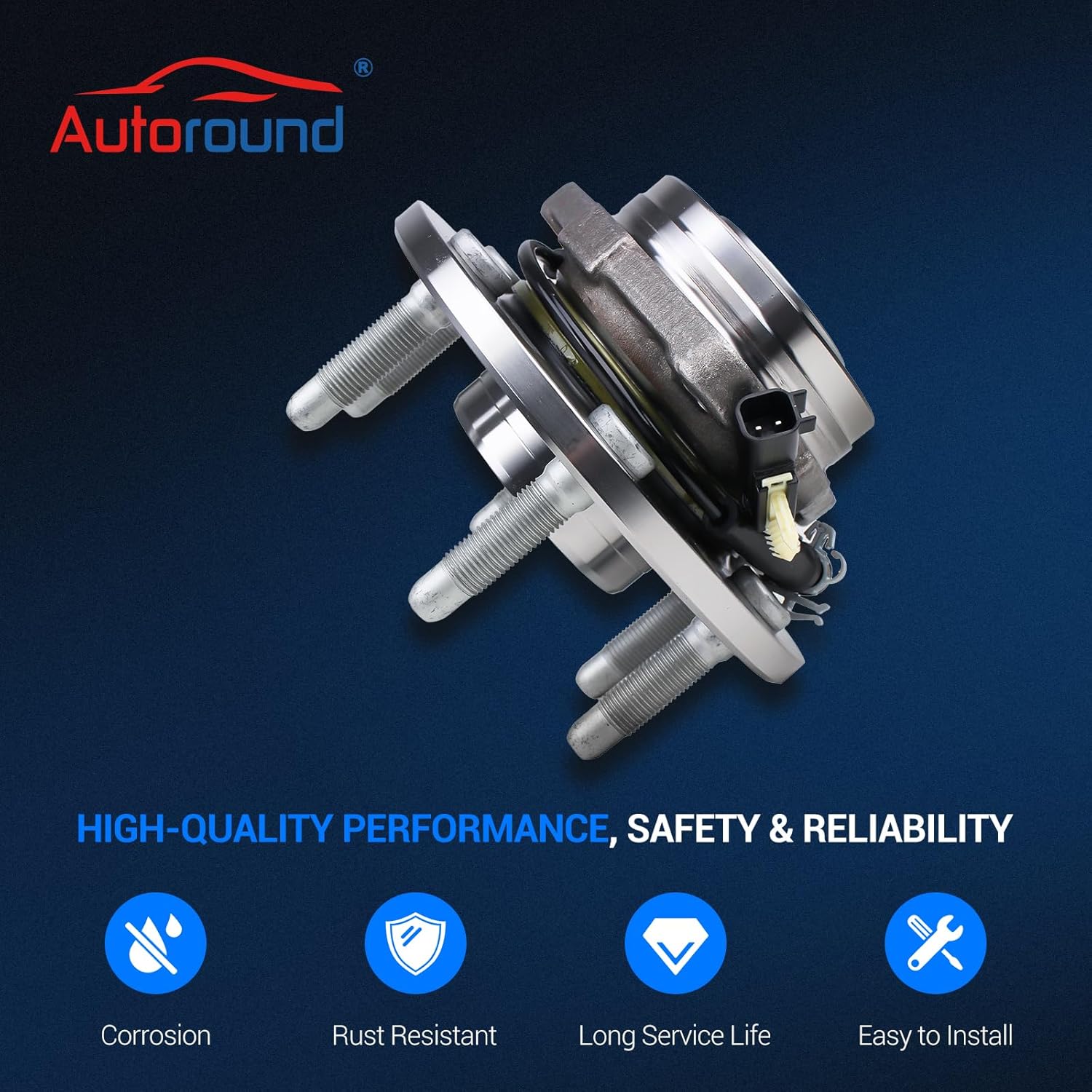 Autoround 515160 4WD Front Wheel Bearing and Hub Assembly Fit for 2014-2020 Chevrolet GMC Cadillac - Tahoe Sierra 1500 Yukon XL Escalade ESV Silverado 1500 XTS Suburban, 6-Lug w/ABS, Set of 2