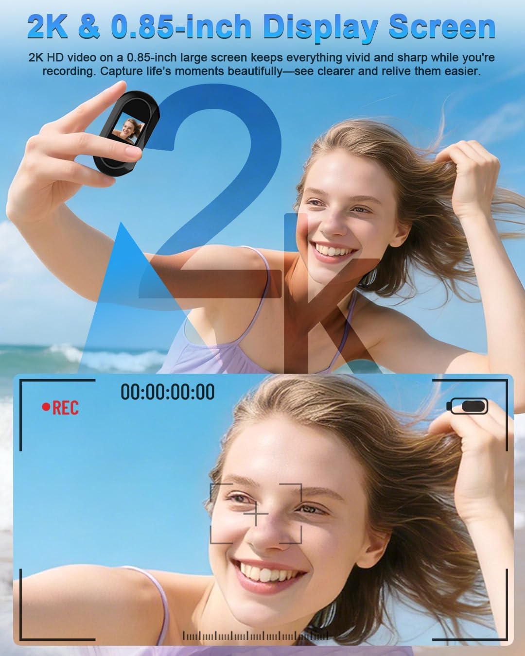 2K POV Camera, Mini Body Cameras with Audio and Video Recording, Action Camera with App Cotrol, Thumb-Sized Portable Wearable Cam, Helmet Cam for Cycling, Motorcycle, Chest Camera with 64GB