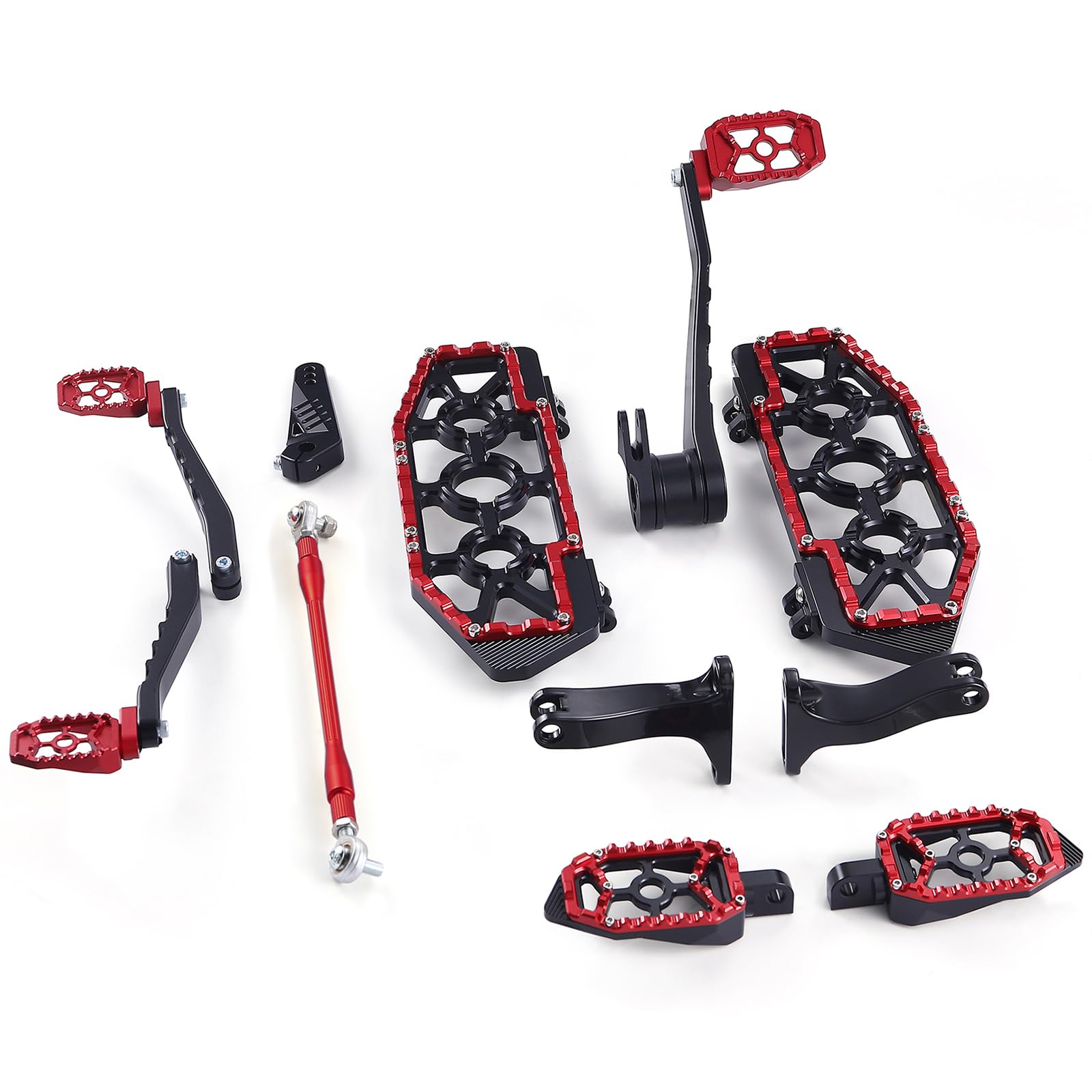 Road King Street Glide Floorboards MX Foot Boards for Harley Touring CVO Brake Shifter Levers 2014-2024 (Red+Black)