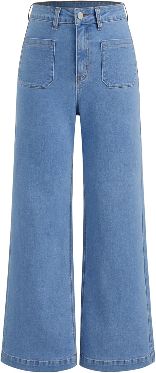 CIDER Womens Wide Leg Jeans Cropped Length Stretchy Denim Flared Pants