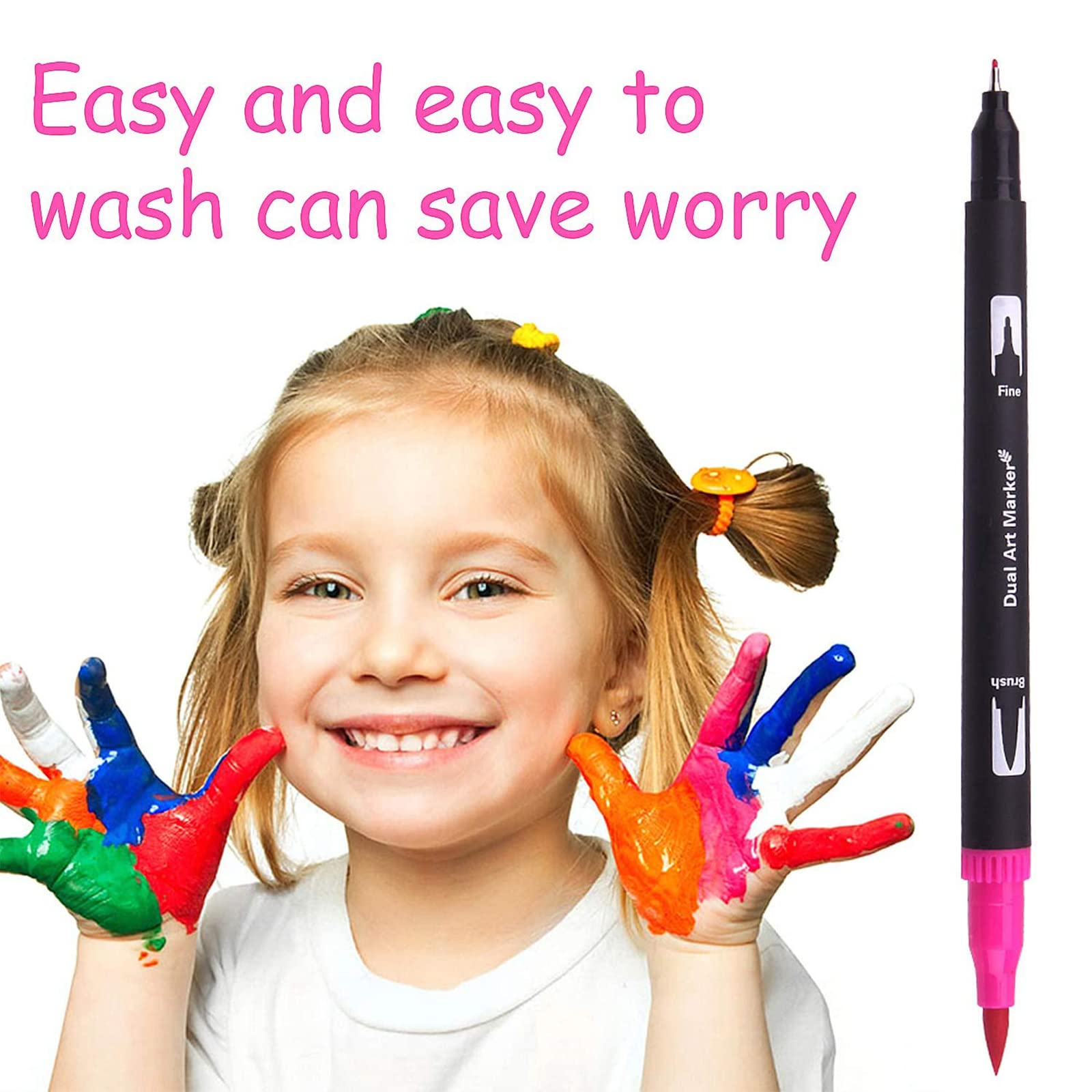 Laconile Feutres Coloriage Enfants Adulte à Double Pointe Fine et Pinceau, 120 Stylos Feutre Aquarelle pour Calligraphie, Dessin, Croquis, Livre de Coloriage