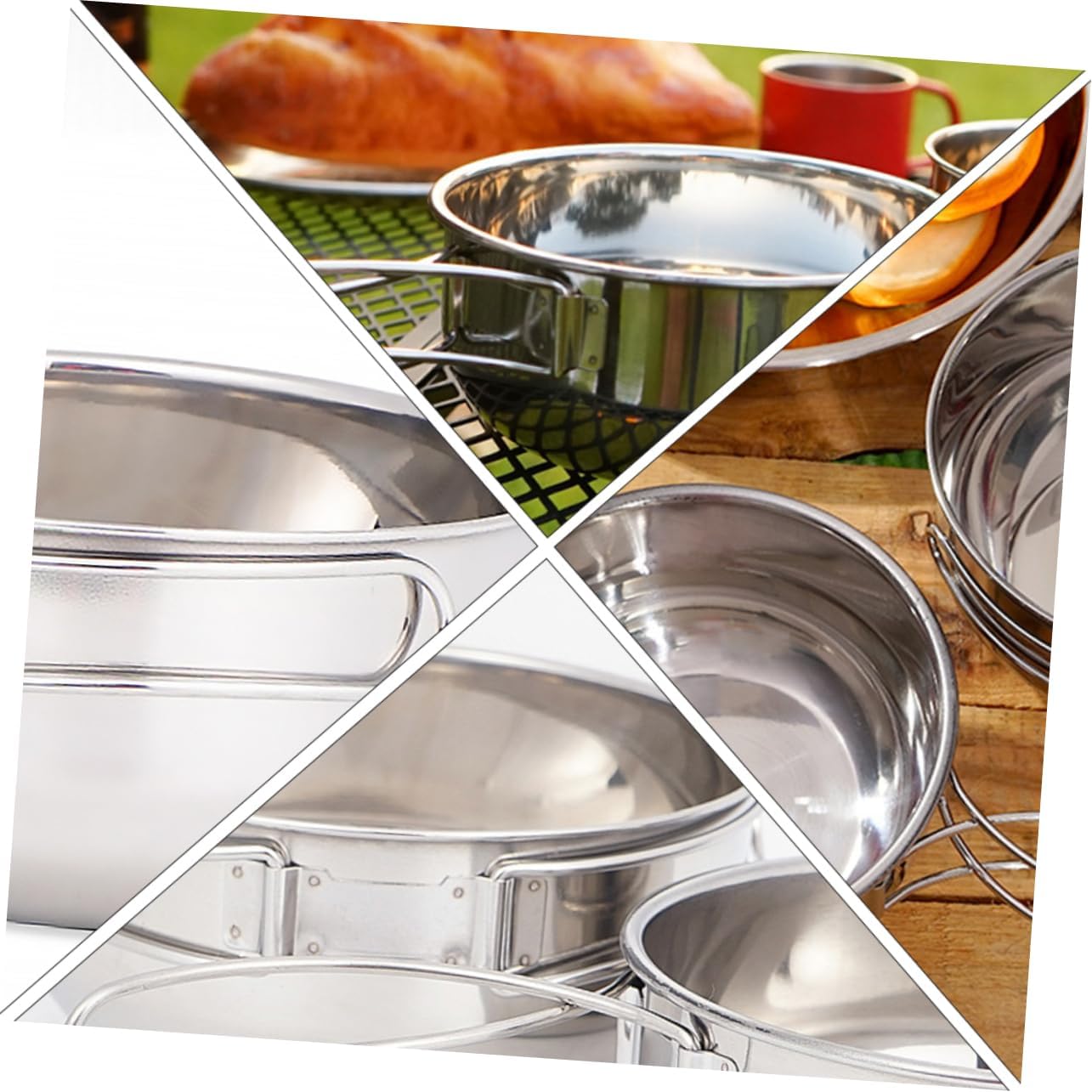 1Set Portable Stainless Steel Folding Bowls for Outdoor Camping Hiking and Travel Durable Tableware with Storage Bag Easy to Clean Capacity