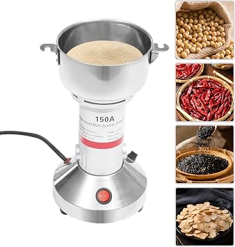 Electric Spice Grinder Commercial Electric Grain Grinder 150g High Speed Electric Stainless Steel Spice Flour Mill Herb Grinder Powder Machine for Dry Food Grin