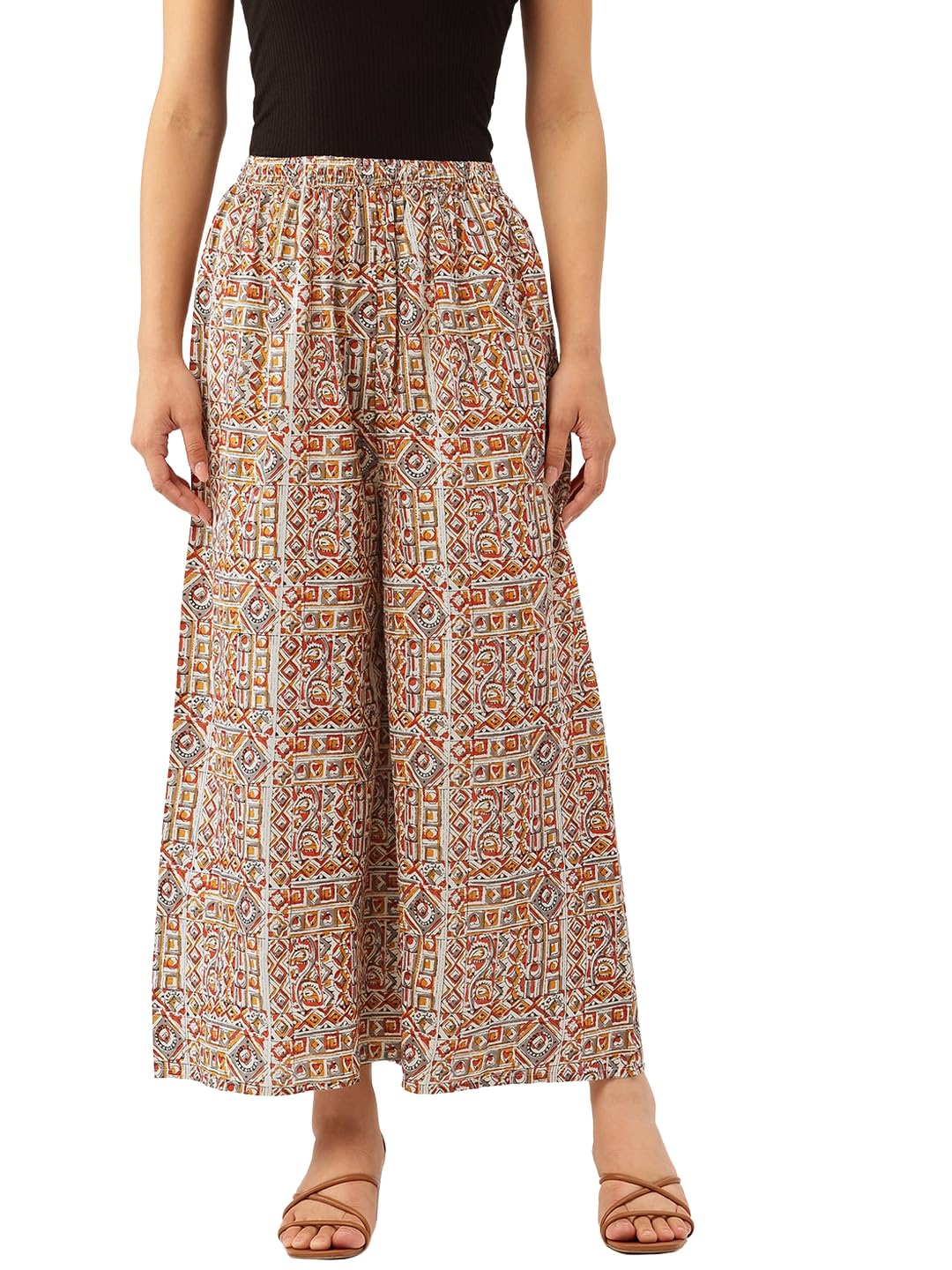 Women’s Printed Cotton Palazzos – Elasticated & Ankle-Length Fit (S-XXL)