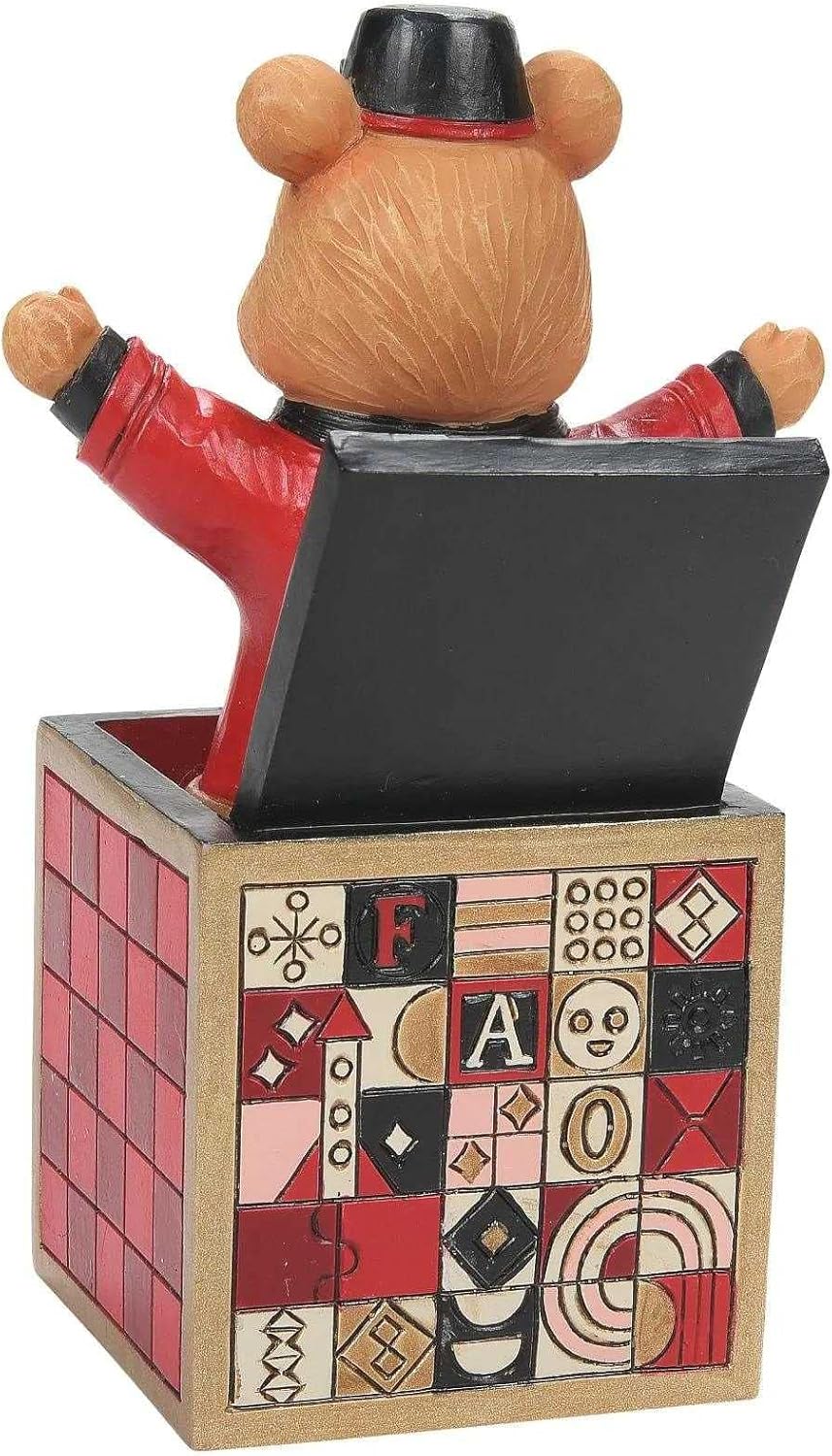 Zadní view of the Enesco FAO Schwarz Jim Shore Jack-in-the-Box Teddy Bear Figurine